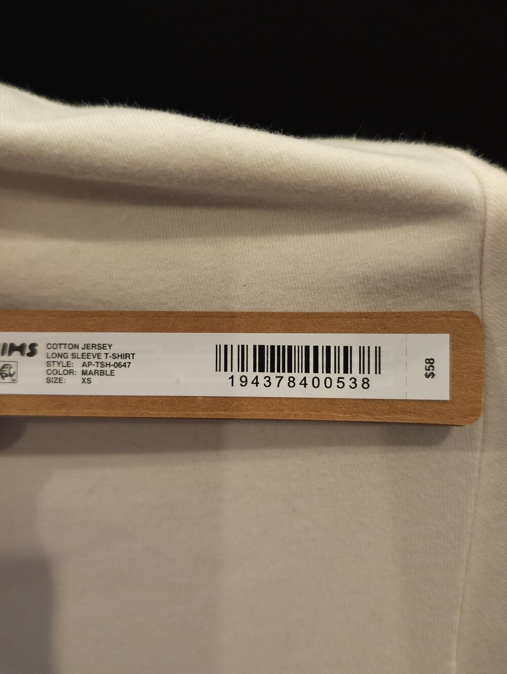 Skims Cotton Jersey Long Sleeve T-Shirt AP-TSH-0647 Marble Size Extra Small (XS) - Picture 4 of 4